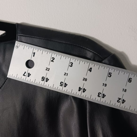 Calvin Klein Black Faux Leather Lightweight Coat, Size Medium Classic, Vegan - Picture 10 of 16